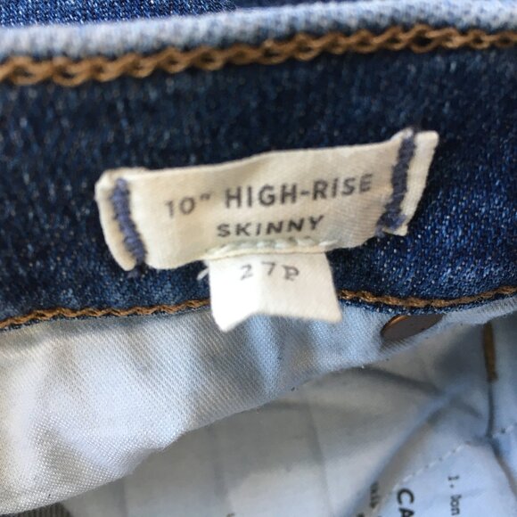 MADEWELL Petite 5 Pocket Logo Hardware Med/Dark Wash 10" High Rise Skinny Jeans - Picture 3 of 9